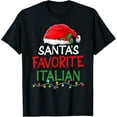 thumbnail image 1 of Playful Comfort Tee - Santa's Favorite Italian Christmas Santa Claus tree lights T-Shirt, 1 of 4