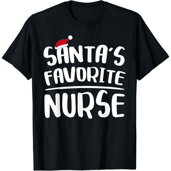 Playful Comfort Tee - Santa's Favorite Nurse T-Shirt Nurse Christmas Shirt T-Shirt
