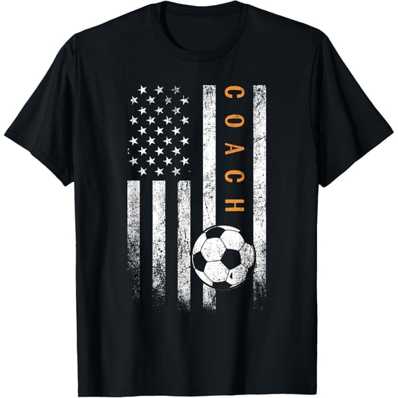 Playful Comfort Tee - Soccer Coach American Flag Design Soccer Trainer Coaching T-Shirt
