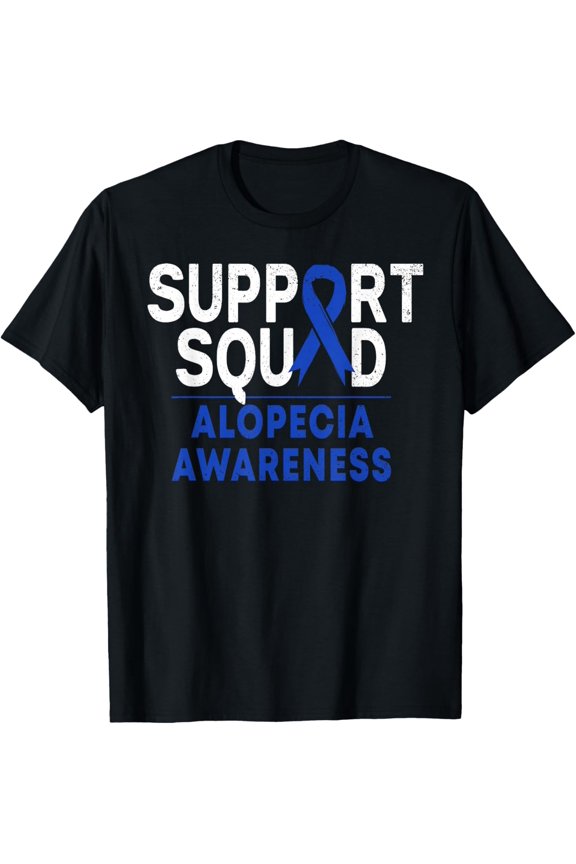Playful Comfort Tee - Support Squad Alopecia Awareness Blue AA Ribbon Warrior T-Shirt