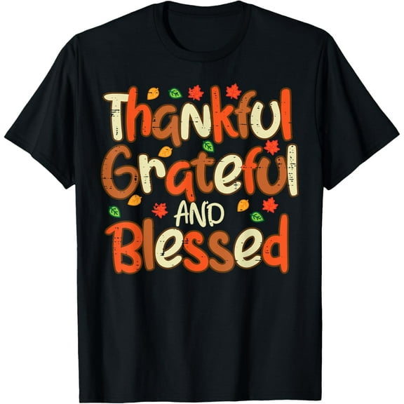Playful Comfort Tee - Thankful Grateful And Blessed Thanksgiving Men Women Kids T-Shirt