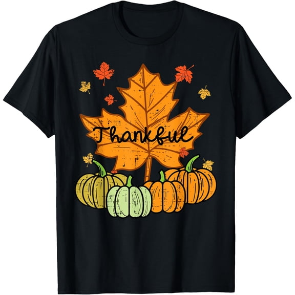 Playful Comfort Tee - Thankful Leaf Pumpkin Cute Thanksgiving Fall Men Women Kids T-Shirt