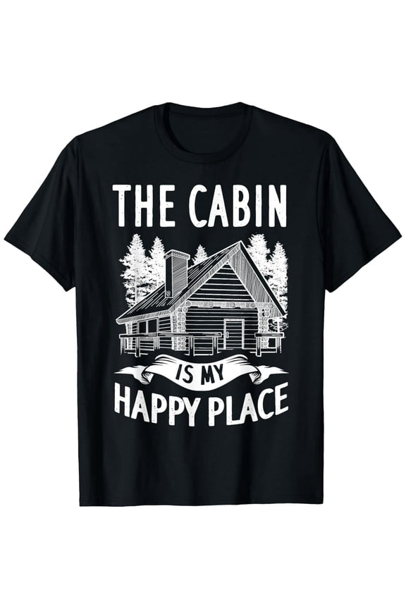 Playful Comfort Tee - The Cabin Is My Happy Place Mountain House T-Shirt