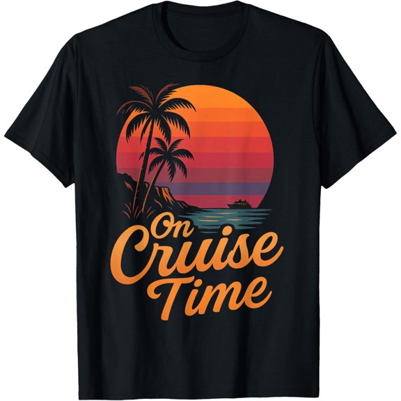 Playful Comfort Tee - Tropical Cruise On Vacation Time With Palm Tree Sunset View T-Shirt
