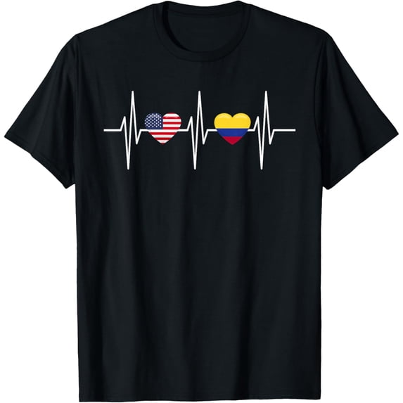 Playful Comfort Tee - USA Colombia Shirt Heartbeat America Colombian Flag Heart T-Shirt