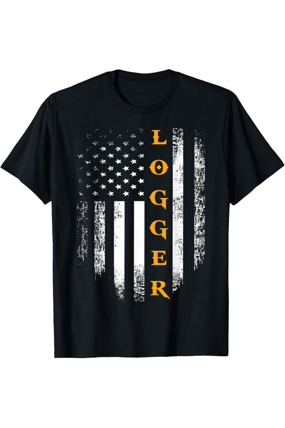 Playful Comfort Tee - Vintage Logger With American Flag Logging/Carpenter Gift T-Shirt