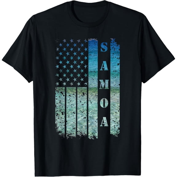 Playful Comfort Tee - Vintage USA American Flag Samoa Samoan Beach Sunset Surfer Women Girls Kids Men T-Shirt