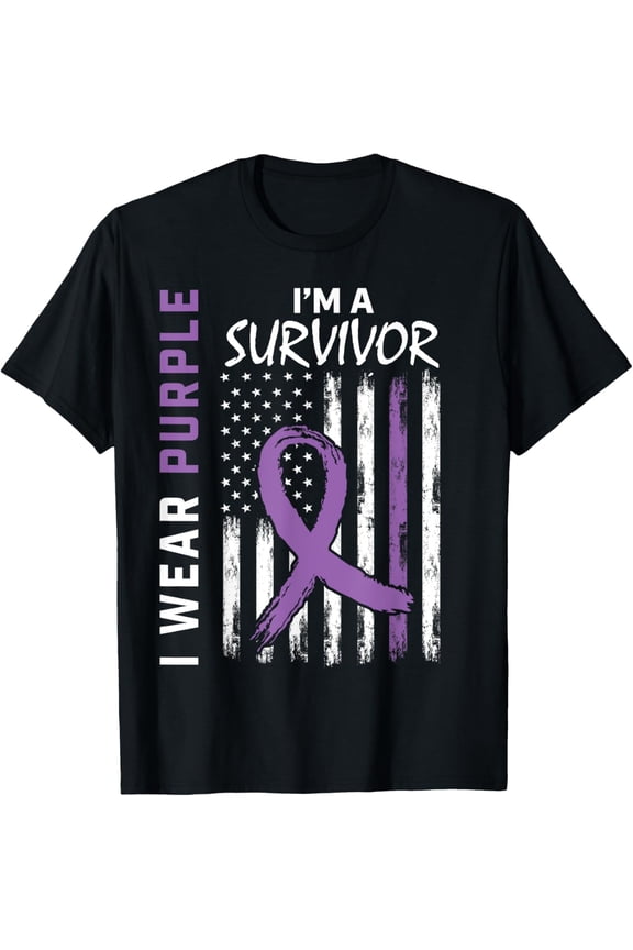 Playful Comfort Tee - Wear Purple Pancreatic Cancer Survivor Gifts Women Men Flag T-Shirt
