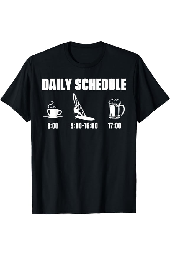 Playful Comfort Tee - Windsurfer Windsurf Surfboard - Daily Schedule Windsurfing T-Shirt