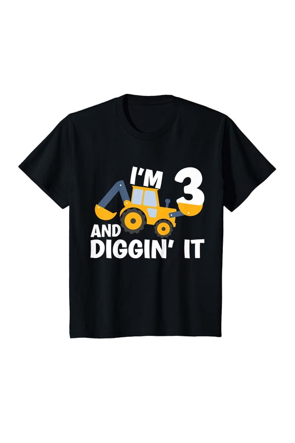 Playful Construction Excavator 3rd Birthday T-Shirt for Fun Celebrations