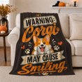thumbnail image 1 of Playful Corgi Warning Illustration Winking Dog Orange Hearts, Playful Pet Portrait Pattern, Warm Flannel Blanket for Living Room and Reading Nook, Dog Lovers Friendship Gift, Pet Lover Home Decor, 1 of 9