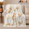 thumbnail image 1 of Playful Corgi Watercolor Autumn Art, Playful Pet Portrait Pattern, Warm Flannel Blanket for Living Room and Bedroom, Dog Lovers Thanksgiving Gift, Pet Lover Home Decor, 1 of 9