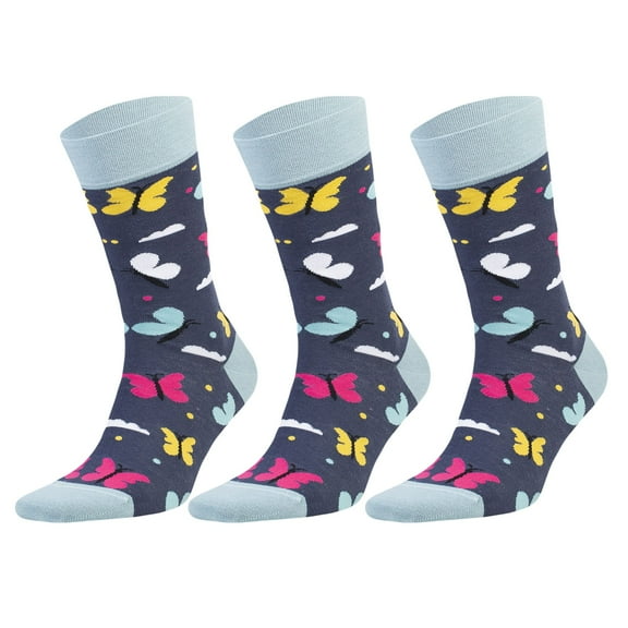 Playful Cotton Crew Socks 3-Pack - Colorful Stretch Casual Socks for Men & Women (Fits Shoe 7-13/8-12)