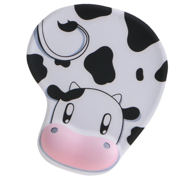 Playful Cow Pattern Mouse Pad With Comfort Wrist Support, Resin Wrist Support