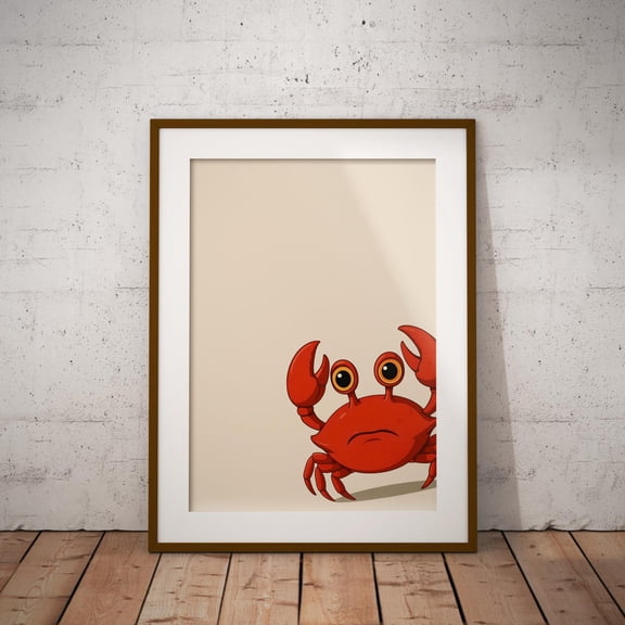 Playful Crab Art Nautical Children'S Coastal Illustration, Unframed Paper Print