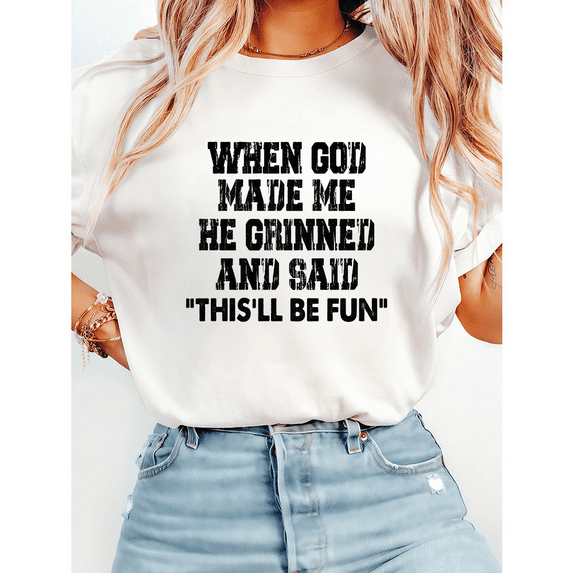 Playful Creation When God Made Me Tshirt Psalm Inspired Graphic Tee Faith Based Design Tops Short Sleeve Cotton Shirts for Daily Outfits White,5XL