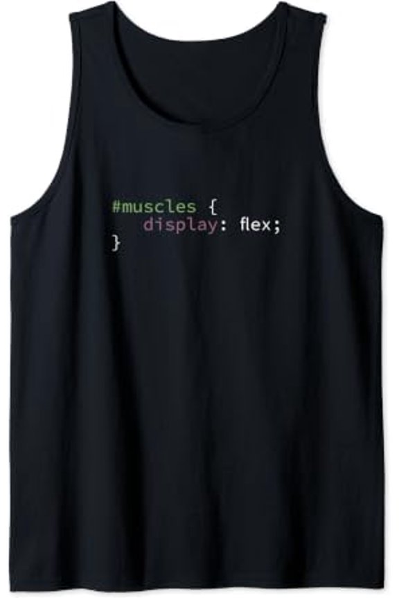 Playful Css Muscles Flex Gym Fitness Computer Science Nerd Tank Top Size S-3XL