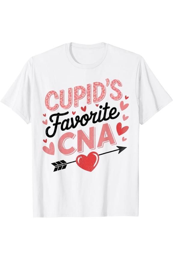 Playful Cupid's Favorite CNA Valentine T-Shirt for Certified Nursing Assistants