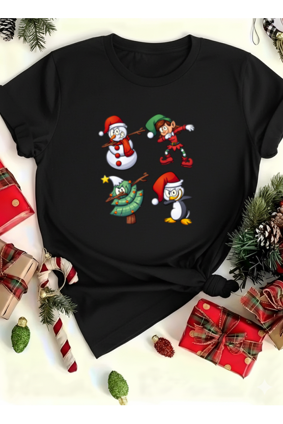 Playful Dabbing Elf Crew Festive Kids Winter Dance Unisex T-Shirt up to size 5XL