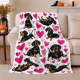 thumbnail image 1 of Playful Dachshund Dogs Hearts Cheerful Cartoon Pattern, Playful Pet Portrait Pattern, Warm Flannel Blanket for Living Room and Bedroom, Dog Lovers Just Because Gift, Pet Lover Home Decor, 1 of 9