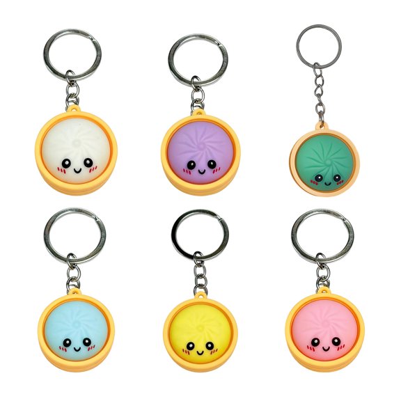 Playful Dim Sum Themed Key Accessory Collection Of 5 Amusing Expression Faces Sturdy Scratch Resistant Materials