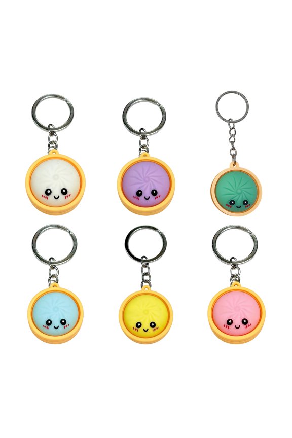 Playful Dim Sum Themed Key Accessory Collection Of 5 Amusing Expression Faces Sturdy Scratch Resistant Materials
