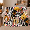 thumbnail image 1 of Playful Dog Breed Hearts Pattern, Playful Pet Portrait Pattern, Warm Flannel Blanket for Living Room and Bedroom, Dog Lovers Just Because Gift, Pet Lover Home Decor, 1 of 9