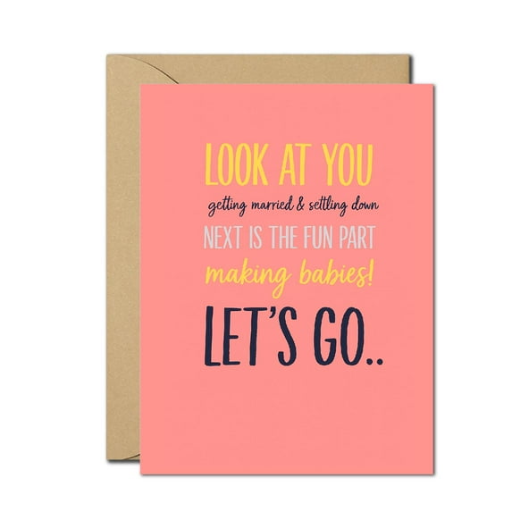 Playful Engagement Greeting Card - Fun Message for Newly Engaged Couples - Blank Inside with Envelope