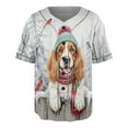 thumbnail image 1 of Playful English Setter Welcomes Winter Snowy Day with Cardinal Bird All Over Print 3D Baseball Shirt Dog Lover Softball Sport - 2017, 1 of 6