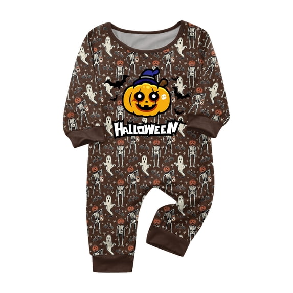 Playful Family Matching Halloween PJs Set, Cute Spooky Long Sleeve Sleepwear Loungewear Outfits for Family Movie Evening