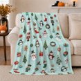 thumbnail image 1 of Playful Festive Characters Light Teal Holiday Pattern Cheerful, Festive Holiday Scene, Warm Flannel Blanket for Living Room and Reading Nook, Art Lovers Christmas Gift, Festive Home Decor, 1 of 9