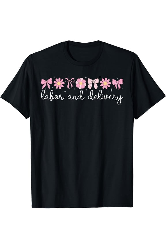 Playful Floral Labor and Delivery Nurse L&D T-Shirt for Comfort and Style