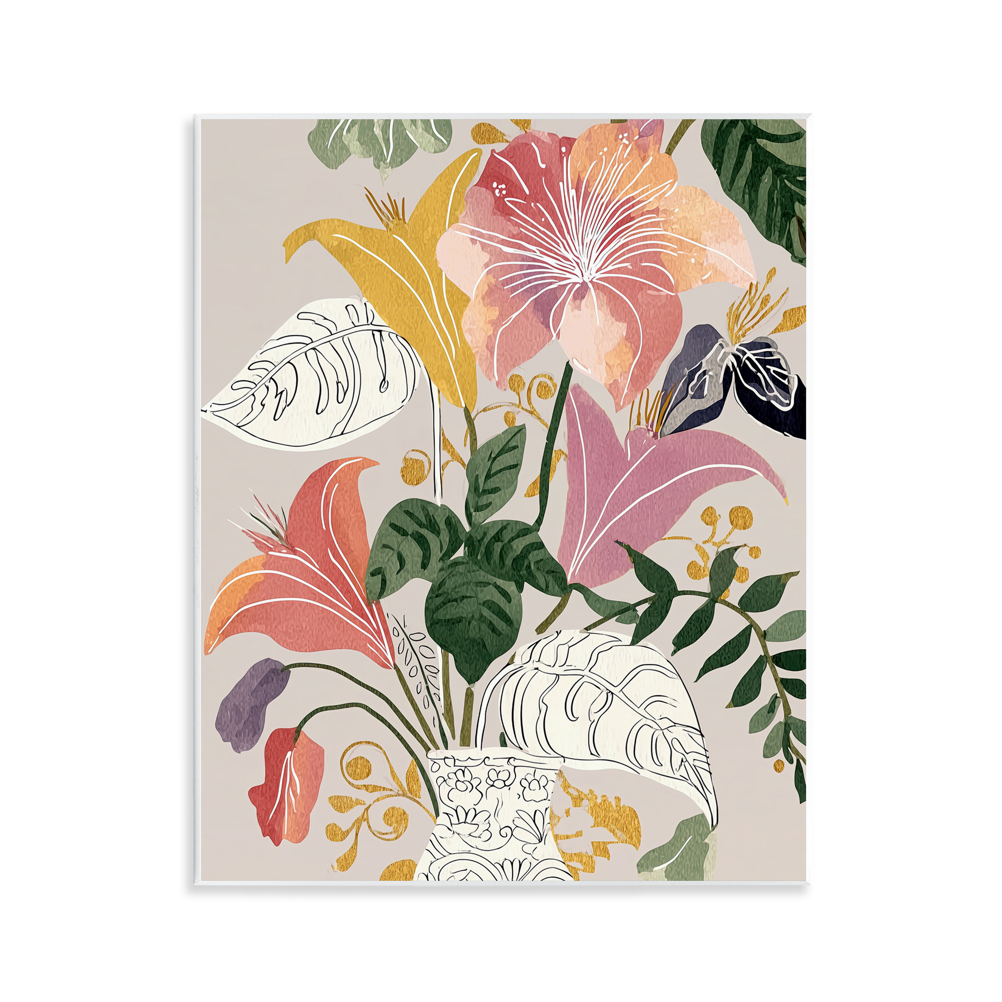 Playful Flower Bouquet Wall Plaque Art, design by Annabelle Hall