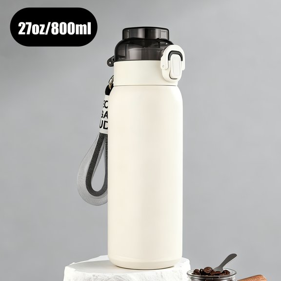 Playful Fragrance Ring Handle One-Touch Lid Tumbler, Double-Wall Vacuum Insulated 304 Stainless Steel Hot & Cold Insulated Bottle Cup
