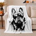 thumbnail image 1 of Playful French Bulldog Autumn Portrait Art Cool Edgy, Playful Pet Portrait Pattern, Warm Flannel Blanket for Living Room and Bedroom, Dog Lovers autumn celebration Gift, Pet Lover Home Decor, 1 of 9