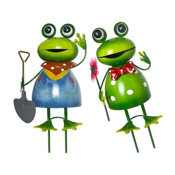 Playful Frogs Statues Iron Animal Sculptures Weather Resistant Lawn Ornaments