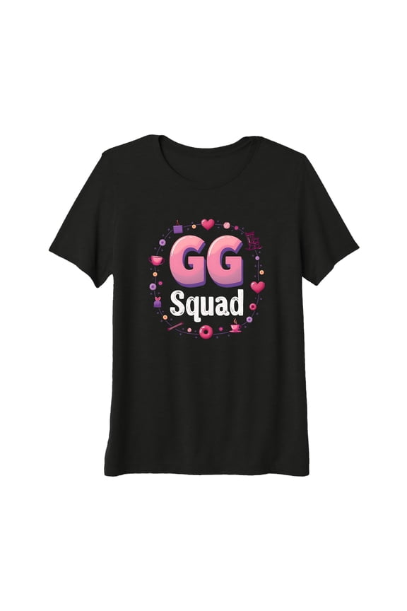 Playful GG Squad Graphic T-Shirt for Crafty Grandmas - Premium Tri-blend, Black, 3X-Large