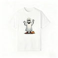 thumbnail image 1 of Playful Ghost Red Shoes Pumpkin Design T Shirt Halloween Graphic Tees Cute Comfort Tops Soft White S-5XL, 1 of 5