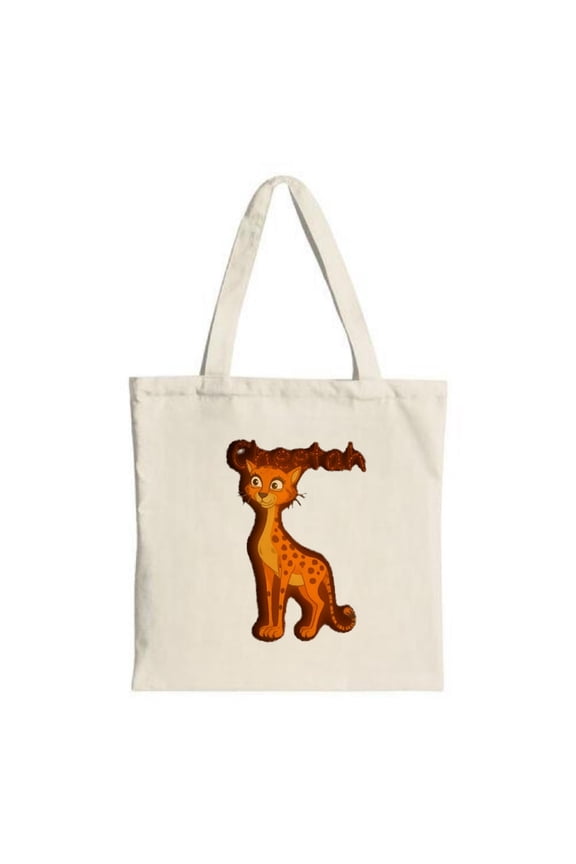 Playful Giraffe Cartoon Tote Bag - Light Canvas Upright Design Perfect for Shopping Travel & Parties Reusable & Stylish