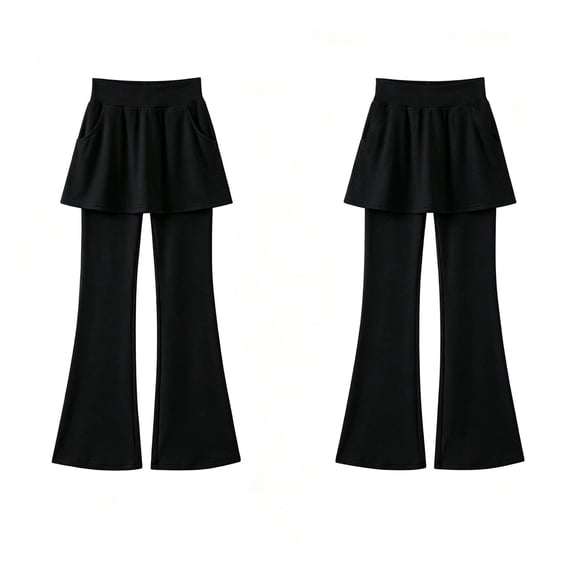 Playful Girls Pants Faux Two Piece Lay Flat Design Built In Shorts Activewear Yoga Dance School