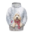 thumbnail image 1 of Playful Goldendoodle Welcomes Winter Snowy Day with Cardinal Bird All Over Print 3D Hoodie Unisex Merch Hoodies Doodle Dog Lover Gifts Idea - 2017, 1 of 6