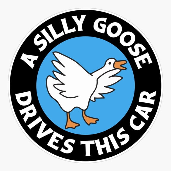 Playful Goose Drives This Car Bumper Sticker