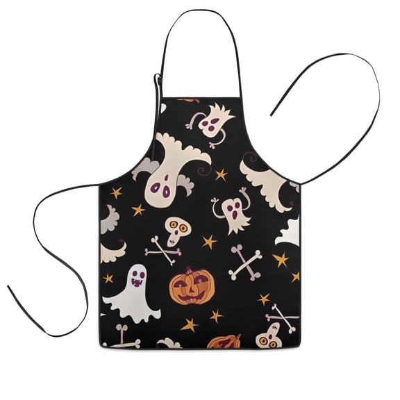 Playful Halloween Ghosts Pattern Kids Aprons for Girls and Boys,Adjustable Neck Strap Toddler Aprons for Kids Cooking Baking