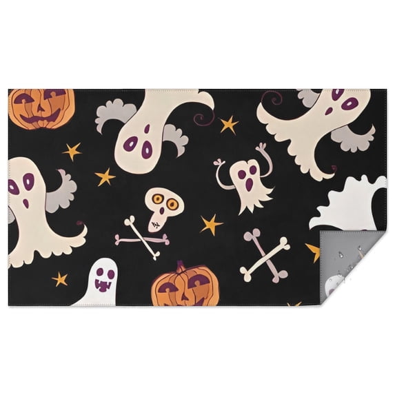Playful Halloween Ghosts Pattern Rectangle Tablecloth 60"x102",Waterproof Polyester Rectangle Table Cloth, Wipeable Spillproof Polyester Tablecloth for Dining, Camping, Indoor and Outdoor