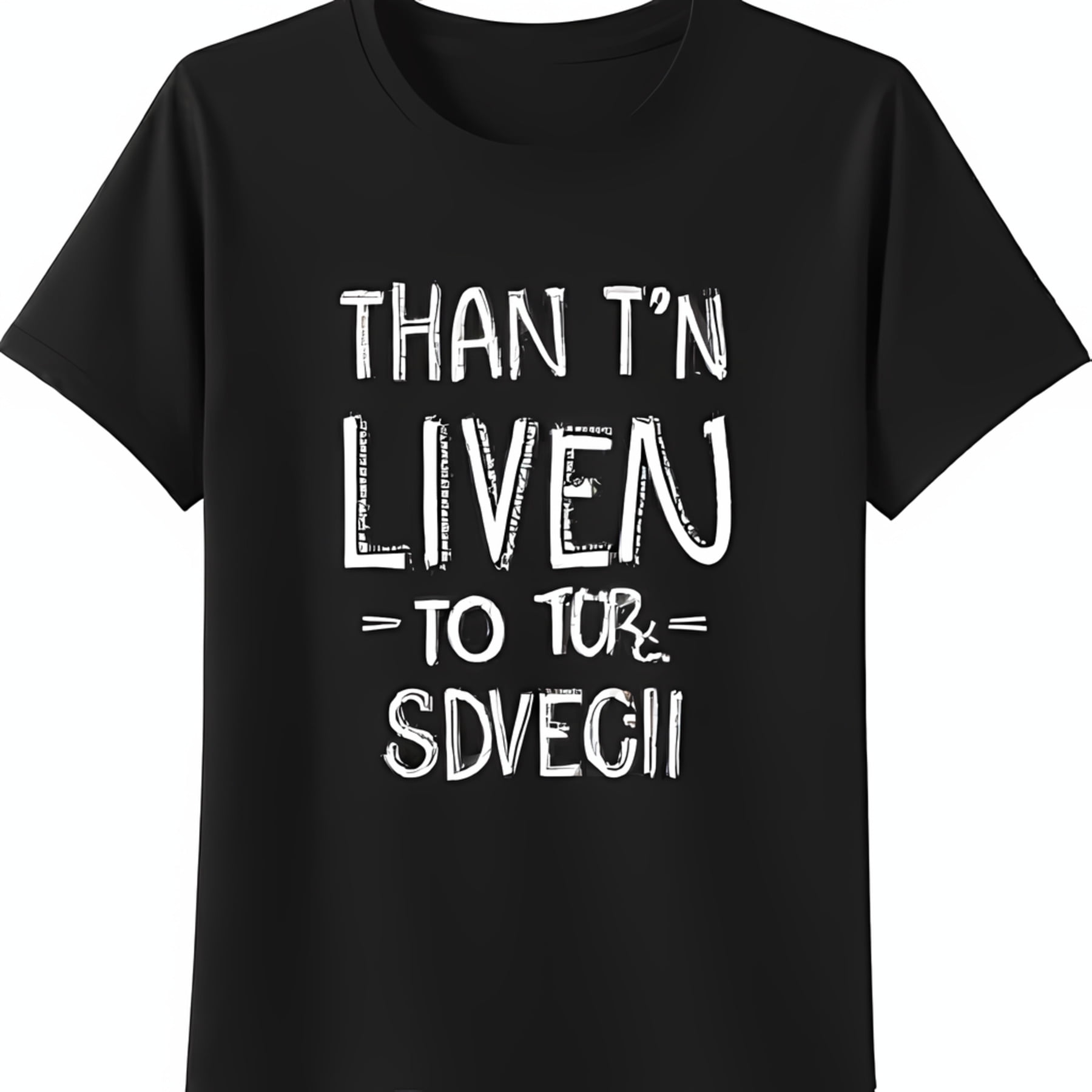 Playful Handwritten Black TShirt with Bold Than t n Liven to tdr