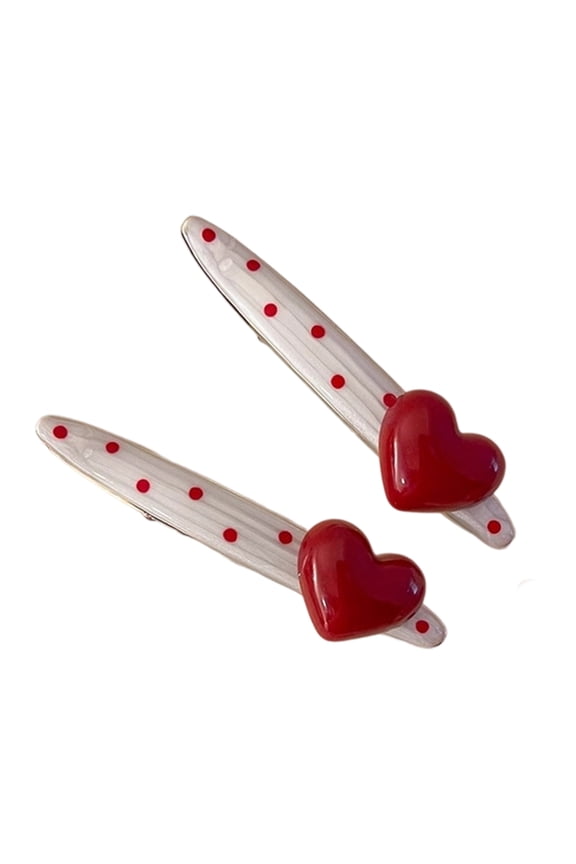 Playful Heart Shape Hair Clip With Polkas Dots Pattern Metal Hairpin For Women