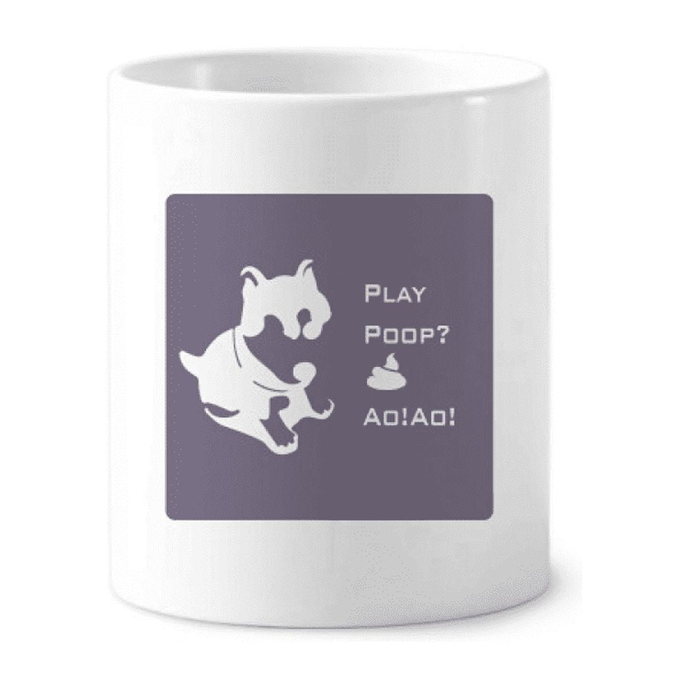 Playful Husky Puppy Plays Poop Toothbrush Pen Holder Mug Cerac Stand Pencil Cup
