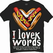 Playful 'I Love WEINERS' Black TShirt with HeartShaped Hot Dogs Fun Valentine's Day Graphic Tee for Humorouswear Bold Colors & Playful Design Vector Illustration