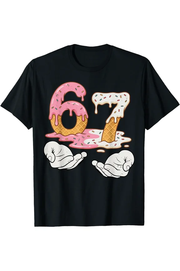 Playful Ice Cream Drip Design T-Shirt for Fun and Stylish Wear