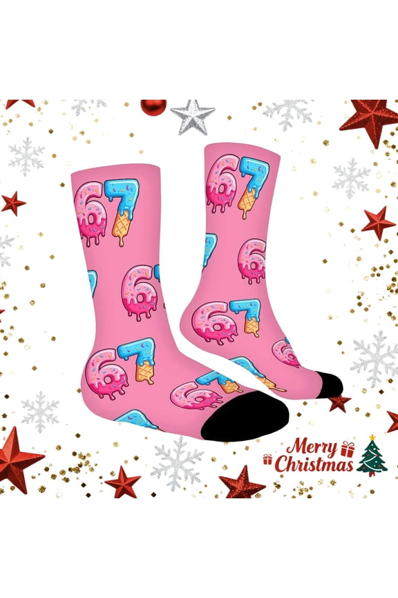 Playful Ice Themed Kids Socks for Ages 7-12, Soft Crew Socks with Cute Print, Durable Socks for Daily Wear and School